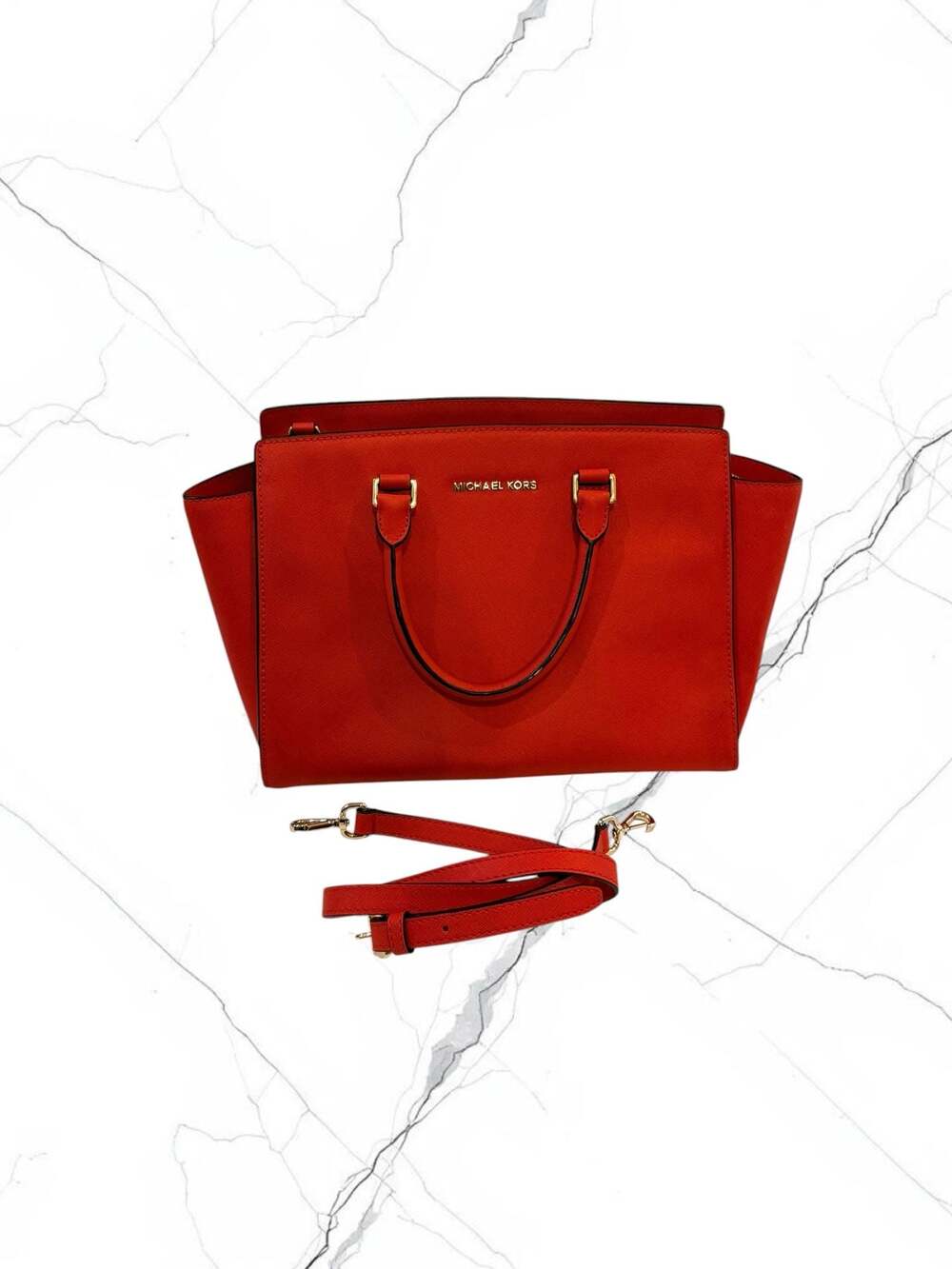 Michael Kors Selma Saffiano Leather Satchel Crossbody Bag